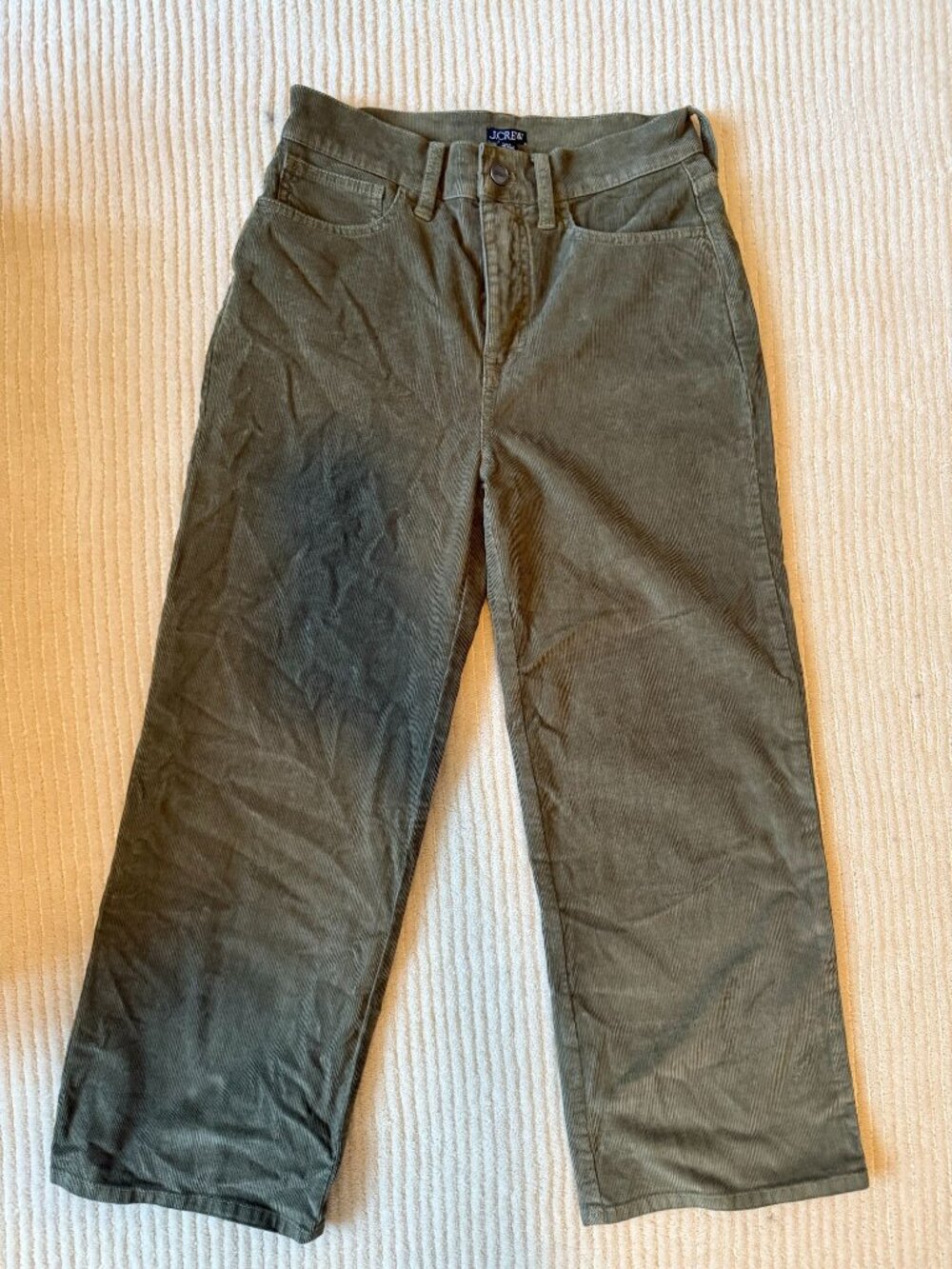 NWT J.Crew Slim-Wide Pant in Corduroy Olive Green 24P